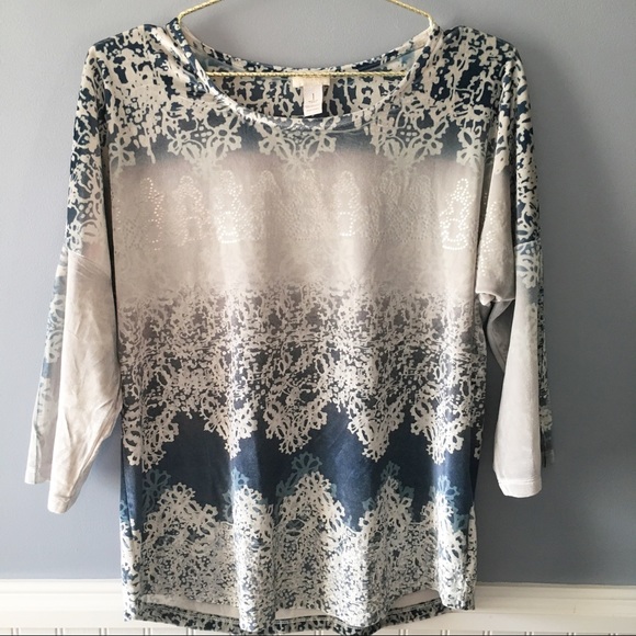 Chico's Tops - 🖤 Chico's Velour Printed Top